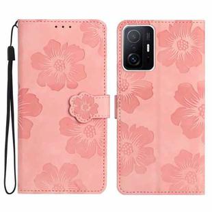 For Xiaomi 11T / 11T Pro Flower Embossing Pattern Leather Phone Case(Pink)
