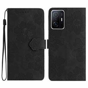 For Xiaomi 11T / 11T Pro Flower Embossing Pattern Leather Phone Case(Black)