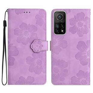 For Xiaomi Mi 10T 5G / 10T Pro 5G Flower Embossing Pattern Leather Phone Case(Purple)