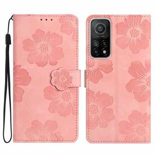 For Xiaomi Mi 10T 5G / 10T Pro 5G Flower Embossing Pattern Leather Phone Case(Pink)