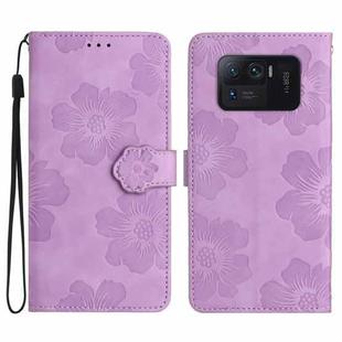 For Xiaomi Mi 11 Ultra Flower Embossing Pattern Leather Phone Case(Purple)