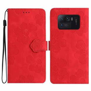 For Xiaomi Mi 11 Ultra Flower Embossing Pattern Leather Phone Case(Red)
