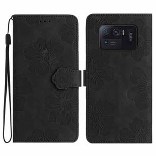 For Xiaomi Mi 11 Ultra Flower Embossing Pattern Leather Phone Case(Black)