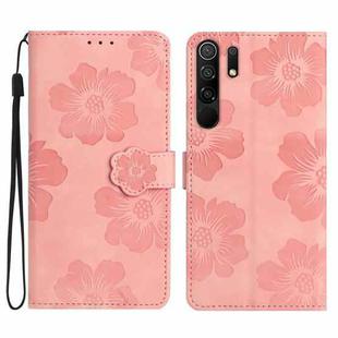 For Xiaomi Redmi 9 Flower Embossing Pattern Leather Phone Case(Pink)