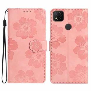 For Xiaomi Redmi 9C Flower Embossing Pattern Leather Phone Case(Pink)