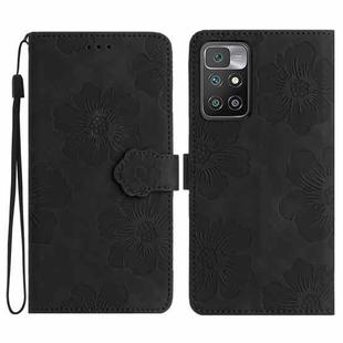 For Xiaomi Redmi 10 Flower Embossing Pattern Leather Phone Case(Black)