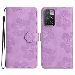 For Xiaomi Redmi 10 2022 Flower Embossing Pattern Leather Phone Case(Purple)