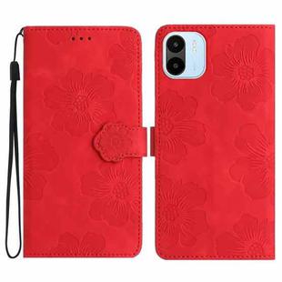 For Xiaomi Redmi A1 Flower Embossing Pattern Leather Phone Case(Red)