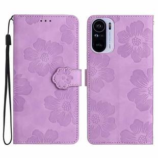 For Xiaomi Redmi K40 / K40 Pro Flower Embossing Pattern Leather Phone Case(Purple)