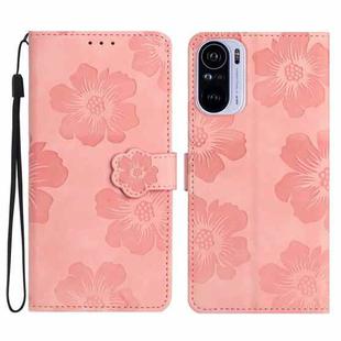 For Xiaomi Redmi K40 / K40 Pro Flower Embossing Pattern Leather Phone Case(Pink)