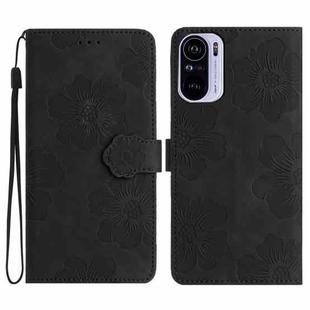 For Xiaomi Redmi K40 / K40 Pro Flower Embossing Pattern Leather Phone Case(Black)