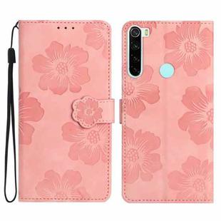 For Xiaomi Redmi Note 8T Flower Embossing Pattern Leather Phone Case(Pink)