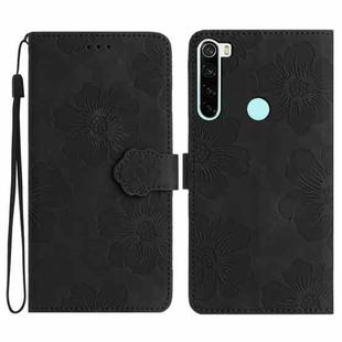 For Xiaomi Redmi Note 8T Flower Embossing Pattern Leather Phone Case(Black)