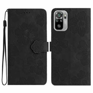 For Xiaomi Redmi Note 10 4G / Note 10S Flower Embossing Pattern Leather Phone Case(Black)
