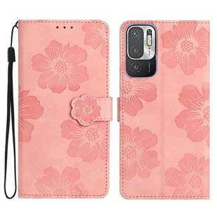 For Xiaomi Redmi Note 10 5G Flower Embossing Pattern Leather Phone Case(Pink)