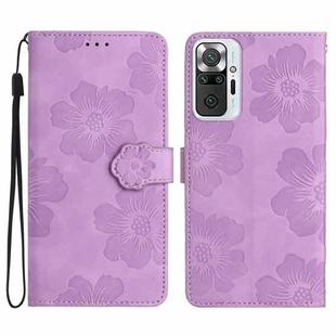 For Xiaomi Redmi Note 10 Pro / 10 Pro Max Flower Embossing Pattern Leather Phone Case(Purple)