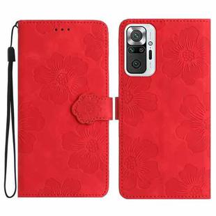 For Xiaomi Redmi Note 10 Pro / 10 Pro Max Flower Embossing Pattern Leather Phone Case(Red)