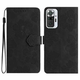 For Xiaomi Redmi Note 10 Pro / 10 Pro Max Flower Embossing Pattern Leather Phone Case(Black)