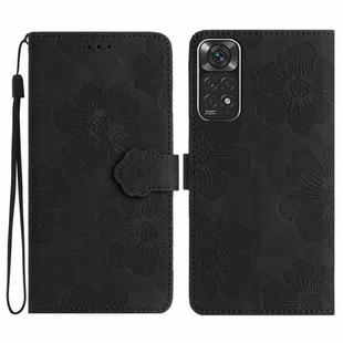For Xiaomi Redmi Note 11 4G Global / Note 11S Flower Embossing Pattern Leather Phone Case(Black)