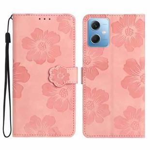 For Xiaomi Redmi Note 12 5G Flower Embossing Pattern Leather Phone Case(Pink)