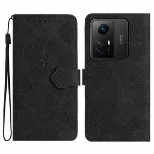 For Xiaomi Redmi Note 12S Flower Embossing Pattern Leather Phone Case(Black)