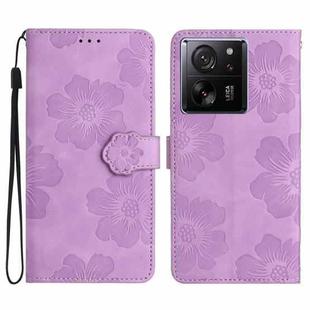 For Xiaomi 13T Flower Embossing Pattern Leather Phone Case(Purple)