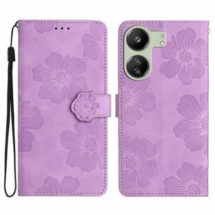 For Xiaomi Redmi 13C 4G Flower Embossing Pattern Leather Phone Case(Purple)