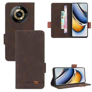 For Realme 11 Pro / 11 Pro+ Magnetic Clasp Leather Phone Case(Brown)