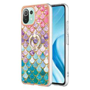 For Xiaomi Mi 11 Lite Electroplating IMD TPU Phone Case with Ring(Colorful Scales)