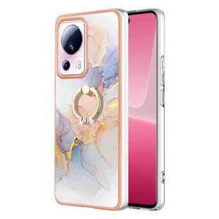 For Xiaomi 13 Lite 5G Electroplating IMD TPU Phone Case with Ring(White Marble)
