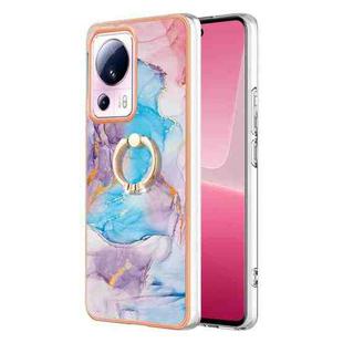 For Xiaomi 13 Lite 5G Electroplating IMD TPU Phone Case with Ring(Blue Marble)