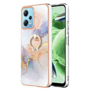 For Xiaomi Redmi Note 12 5G Global/Poco X5 5G Electroplating IMD TPU Phone Case with Ring(White Marble)