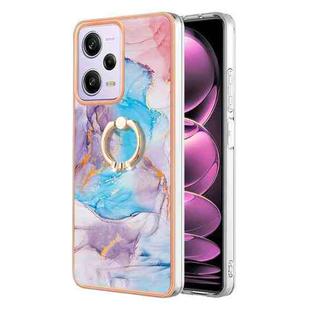 For Xiaomi Poco X5 Pro 5G Electroplating IMD TPU Phone Case with Ring(Blue Marble)
