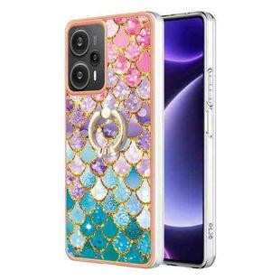 For Xiaomi Poco F5 5G / Redmi Note 12 Turbo Electroplating IMD TPU Phone Case with Ring(Colorful Scales)