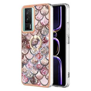 For Xiaomi Poco F5 Pro 5G / Redmi K60 Electroplating IMD TPU Phone Case with Ring(Pink Scales)