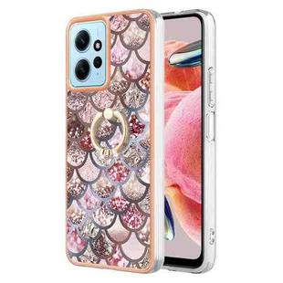 For Xiaomi Redmi Note 12 4G Global Electroplating IMD TPU Phone Case with Ring(Pink Scales)