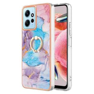 For Xiaomi Redmi Note 12 4G Global Electroplating IMD TPU Phone Case with Ring(Blue Marble)