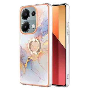 For Xiaomi Redmi Note 13 Pro 4G/Poco M6 Pro 4G Electroplating IMD TPU Phone Case with Ring(White Marble)