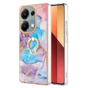 For Xiaomi Redmi Note 13 Pro 4G/Poco M6 Pro 4G Electroplating IMD TPU Phone Case with Ring(Blue Marble)