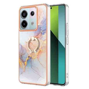 For Xiaomi Redmi Note 13 Pro 5G Electroplating IMD TPU Phone Case with Ring(White Marble)
