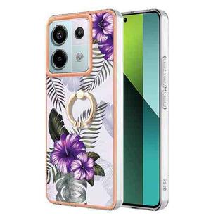 For Xiaomi Redmi Note 13 Pro 5G Electroplating IMD TPU Phone Case with Ring(Purple Flower)