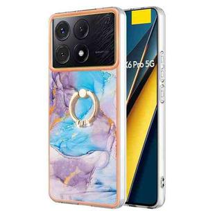 For Xiaomi Poco X6 Pro / Redmi K70E Electroplating IMD TPU Phone Case with Ring(Blue Marble)