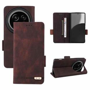 For Sharp Aquos R9 Pro Magnetic Clasp Leather Phone Case(Brown)