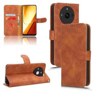 For Realme 11 Skin Feel Magnetic Flip Leather Phone Case(Brown)