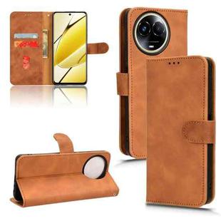 For Realme 11 5G / 11X 5G Skin Feel Magnetic Flip Leather Phone Case(Brown)
