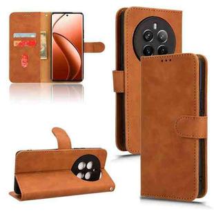 For Realme 12+ Skin Feel Magnetic Flip Leather Phone Case(Brown)