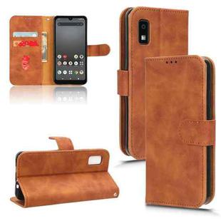 For Sharp Aquos Wish 3 Skin Feel Magnetic Flip Leather Phone Case(Brown)