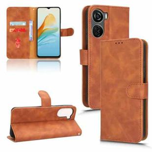 For ZTE Axon 40 Lite Skin Feel Magnetic Flip Leather Phone Case(Brown)