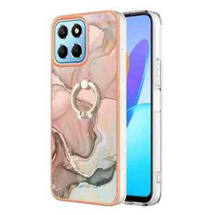 For Honor X8 5G / X6 4G Electroplating Marble Dual-side IMD Phone Case with Ring(Rose Gold 015)