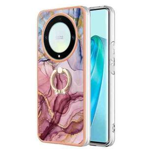 For Honor X9a / Magic5 Lite Electroplating Marble Dual-side IMD Phone Case with Ring(Rose Red 014)